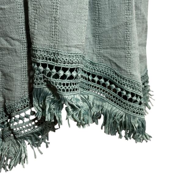 Altar’d State Shirt Size Medium Crochet Fringe Hem Festival Boho Sage Green - Picture 5 of 6